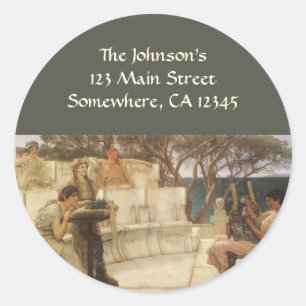 Sappho en Alcaeus door Sir Lawrence Alma Tadema Ronde Sticker