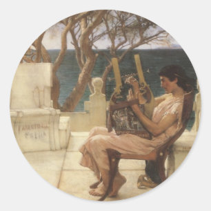 Sappho en Alcaeus door Sir Lawrence Alma Tadema Ronde Sticker