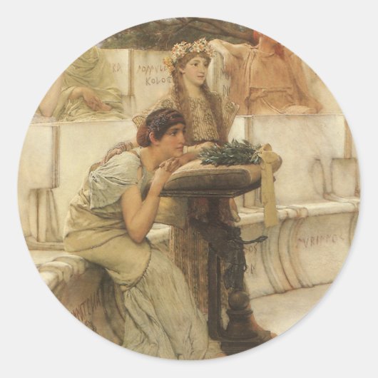 Sappho en Alcaeus door Sir Lawrence Alma Tadema Ronde Sticker (Voorkant)