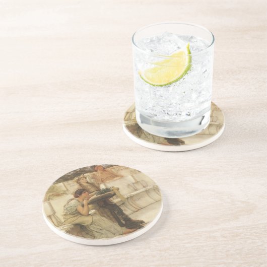 Sappho en Alcaeus door Sir Lawrence Alma Tadema Zandsteen Onderzetter (Zijkant)