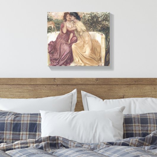 Sappho en Erinna in een Griekse tuin (Lesbische li Canvas Afdruk (Insitu (Slaapkamer))