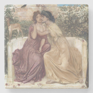 Sappho en Erinna in een Griekse tuin (Lesbische li Stenen Onderzetter