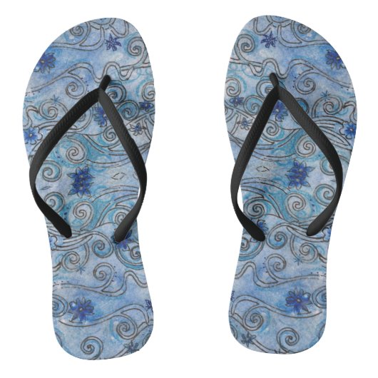 Sapphre Swirls-ontwerp op Teenslippers (Voetbed)
