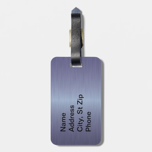 Sappierpenseel, staal en zwart afdrukken bagagelabel (Achterkant verticaal)