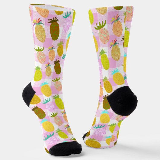 Sappig Ananas-Bubblegum Patroon Sokken (Gebogen)