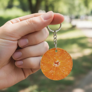 Sappig citrusfruit - Levendige sinaasappelschijf Sleutelhanger