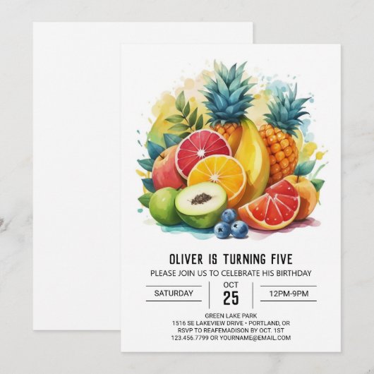 Sappig Online Boho Fruits Verjaardag Kaart (Voorkant / Achterkant)