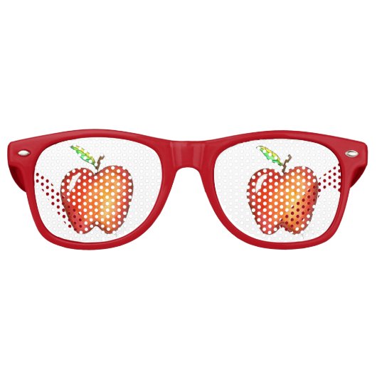 Sappig Rood Heerlijke Apple Fruit Leraar Retro Zonnebril (Voorkant)