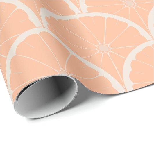 Sappig Roze Grapefruit Patroon Peach Fuzz Cadeaupapier (Rol Hoek)