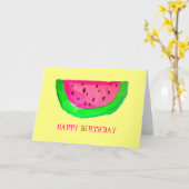 Sappig roze watermeloen fruit Happy Birthday Kaart (Gele Bloem)