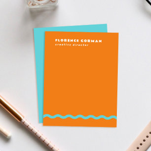 Sappig Sinaasappel en Turquoise Wavy Lijst Persoon Bedankkaart