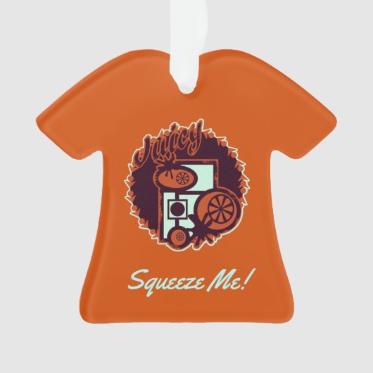 Sappig Sinaasappel "Knijp me! Ornament (voorkant)