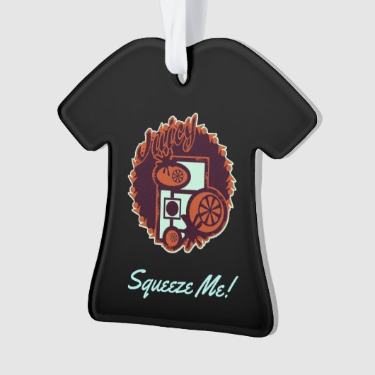 Sappig Sinaasappel "Knijp me! Ornament (voorkant)