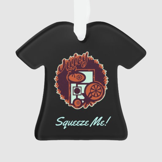 Sappig Sinaasappel "Knijp me! Ornament (voorkant)