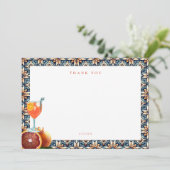 Sappig Sinaasappel Spritz Floral Vrijgezellenfeest Bedankkaart (Staand voorkant)