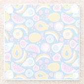 Sappig tropisch fruit - Blauwe achtergrond Glazen Onderzetter (Achterkant)