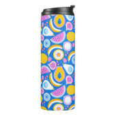 Sappig tropisch fruit - Blauwe achtergrond Thermosbeker (Gedraaid links)
