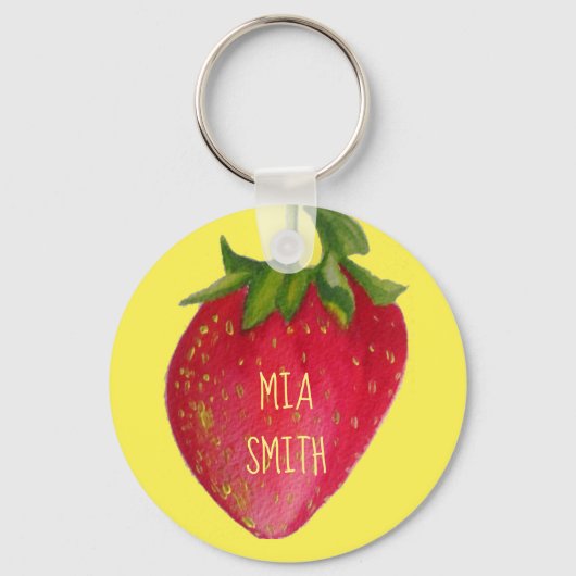 Sappige aardbei fruit schattig meisje cadeau naam sleutelhanger (Voorkant)