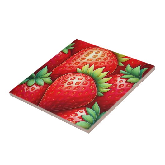 Sappige aardbei tegeltje (Zijkant)