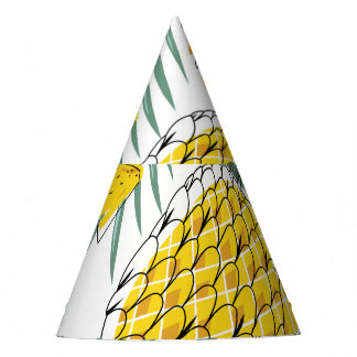 Sappige ananas: helder  motief. feesthoedjes