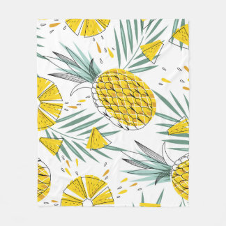 Sappige ananas: helder motief. fleece deken