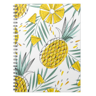 Sappige ananas: helder motief. notitieboek