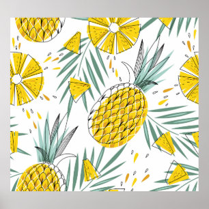 Sappige ananas: helder  motief. poster