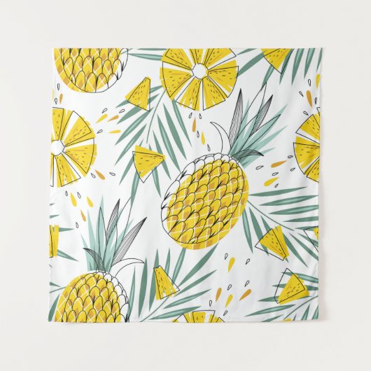 Sappige ananas: helder  motief. wandkleed (Voorkant)