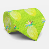 Sappige Ananas Kiwi Groen Patroon Stropdas (Opgerold)