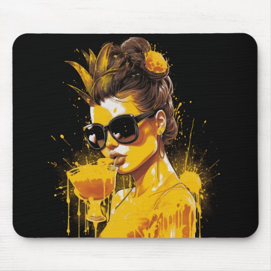 Sappige ananas Lady Mousepad Muismat (Voorkant)