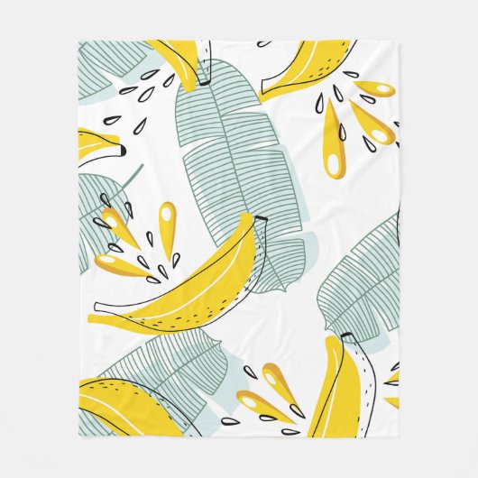 Sappige Bananen Helder  Patroon Fleece Deken (Voorkant)