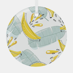 Sappige Bananen Helder Patroon Glas Ornament