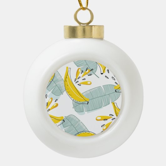 Sappige Bananen Helder  Patroon Keramische Bal Ornament (Voorkant)