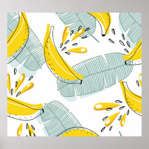 Sappige Bananen Helder  Patroon Poster