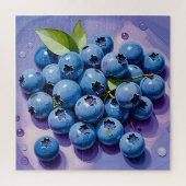 Sappige blauwe bessen groene Bladeren Schilderen - Legpuzzel (Verticaal)