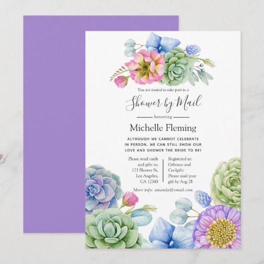 Sappige bloem bruids- of babyshower per post kaart (Voorkant / Achterkant)