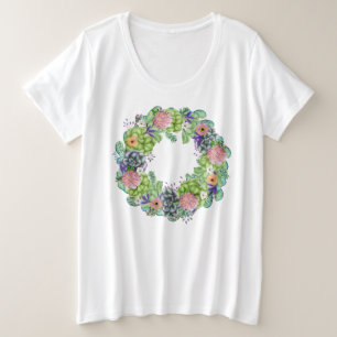 Sappige bloemenschildering met krans grote maat t-shirt