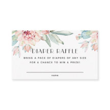 Sappige Cactus Luier Raffle. Bloemige Baby Shower