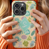 Sappige Cactus Plant Patroon Mooie Monogram Case-Mate iPhone Case