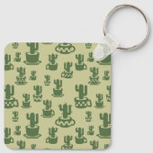 Sappige cactus silhouet in cups en potten sleutelhanger (Achterkant)