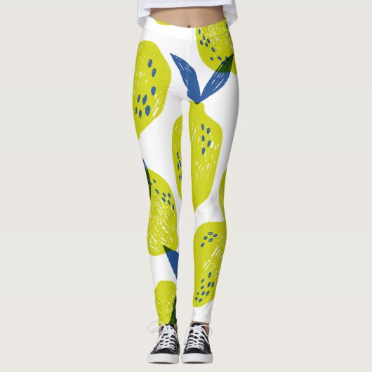 Sappige citroenen: naadloos patroon. leggings (Voorkant)