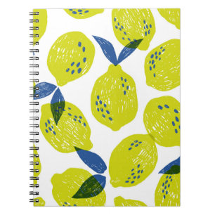 Sappige citroenen: naadloos patroon. notitieboek