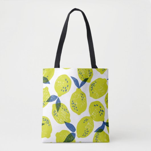 Sappige citroenen: naadloos patroon. tote bag (Voorkant)