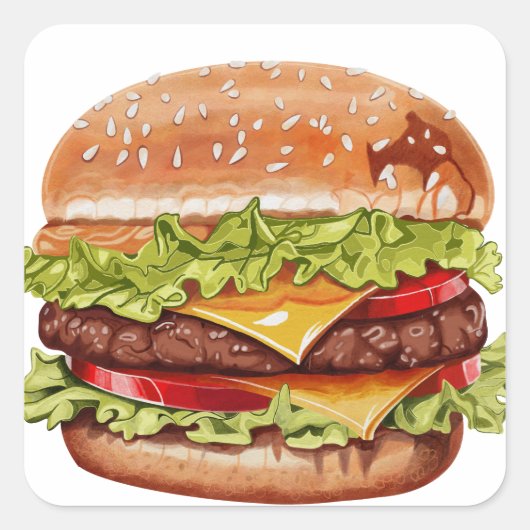 Sappige Double Cheeseburger Sticker – Realistische (Voorkant)