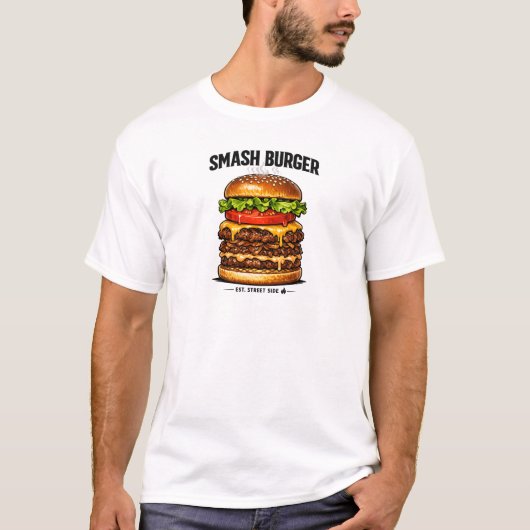 Sappige dubbele cheeseburger grafische T-shirt | (Voorkant)