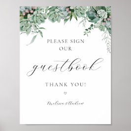 Sappige en Eucalyptus Groene Gastenboek Bord  Poster
