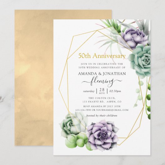 Sappige geometrische 50ste huwelijksverjaardag kaart (Voorkant / Achterkant)