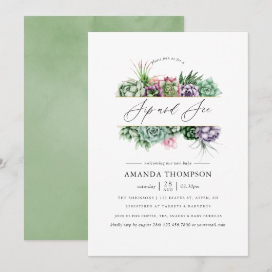 Sappige Geometrische Baby Shower Sip en See Kaart (Voorkant / Achterkant)