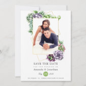 Sappige Geometrische Foto Bruiloft Save The Date (Voorkant)