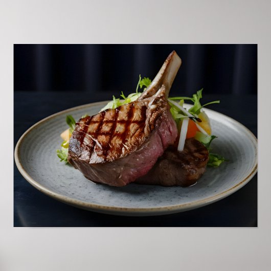 Sappige Geroosterde Runder Steak Poster (Voorkant)